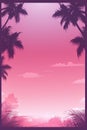 tropical sunset background with palm trees and pink sky Royalty Free Stock Photo
