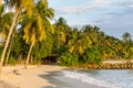 Tropical sunset beach, the Gosier in Guadeloupe Royalty Free Stock Photo