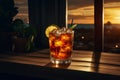 Tropical sunset cocktail. Generate Ai Royalty Free Stock Photo