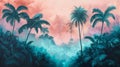 Tropical Sunset Dream: Vibrant Palm Silhouettes Against Pastel Skies