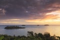 Tropical sunset landscape view with turquoise tropical sea on Koh Chang in Thailand Royalty Free Stock Photo