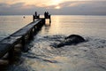 Tropical sunset. Long beach pier. Phu Quoc. Vietnam Royalty Free Stock Photo