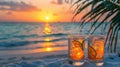 Tropical Sunset Oasis: Beachside Refreshments in a Serene Paradise