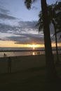 Tropical beach sunset, Hawaii, USA Royalty Free Stock Photo