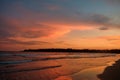 Tropical Sunset Palm Silhouette Landscape. Sri Lanka Beach Royalty Free Stock Photo
