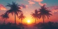 Tropical Sunset Palm Trees Silhouette Background Image Royalty Free Stock Photo