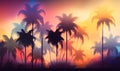 a tropical sunset with palm trees silhouetted against a colorful sky Royalty Free Stock Photo