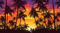 Tropical Sunset Paradise with Silhouetted Palm Trees Royalty Free Stock Photo