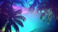 Tropical Sunset Paradise with Silhouetted Palm Trees Royalty Free Stock Photo