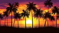 Tropical Sunset Silhouette with Palm Trees and Vibrant Sky Royalty Free Stock Photo