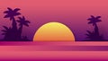 Tropical Sunset . Summer Illustration. Sunset Logo Vector. Background Design. Summer Beach Design.tropical Palm Tree Royalty Free Stock Photo