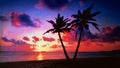 Tropical Sunset Watercolor Background