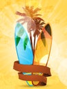 Tropical surfboard and banner