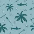 Tropical surfing seamless pattern