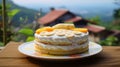 Tropical Symbolism: A Multi-layered Cake On A Summer Table