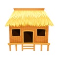 Tropical Thatched Hut or Bungalow as Summer House Vector Illustration Royalty Free Stock Photo