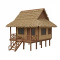 Tropical Thatched Hut on Stilts 3D Render Royalty Free Stock Photo