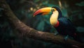 Tropical toucan perches on branch generated by AI