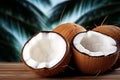 Tropical treasures: A bunch of ripe, fresh coconuts on display