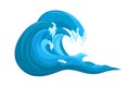 Tropical tsunami wave in cartoon style. Ocean surfing wave forming a barrel. Vector illustration Royalty Free Stock Photo