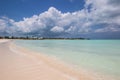 Tropical turquoise water on a white sandy beach in the Bahamas Royalty Free Stock Photo