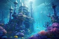 Tropical underwater world. Underwater world. 3D rendering, Underwater world. Fantasy illustration of a fantasy world. 3d rendering