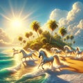 Tropical Unicorn Run: AI-Generated Beach Bliss