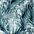 Tropical vector background with palm leaves, vacation concept