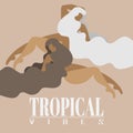 Tropical vibes. Vector hand drawn illustration of fat women.