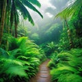 tropical vibrant jungle with lush green exotic a variety of rich of the tropical jungle