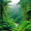 tropical vibrant jungle with lush green exotic a variety of rich of the tropical jungle