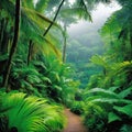 tropical vibrant jungle with lush green exotic a variety of rich of the tropical jungle