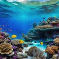 Tropical vibrant underwater landscape of colorful coral reef in the ideal for scuba and snorkel