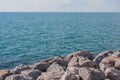 Tropical view of sea with blue sky background at Chao Lao Beach. Royalty Free Stock Photo