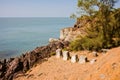 Tropical view to the ocean, beautiful hilly coastline in Gokarna, Karnataka, India Royalty Free Stock Photo