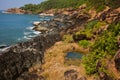 Tropical view to the ocean, beautiful hilly coastline in Gokarna, Karnataka, India Royalty Free Stock Photo