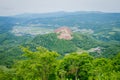 Tropical view of Usu mountain from ropeway or cable car at Hokkaido, Japan.