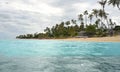 Tropical village from sea