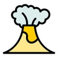 Tropical volcano eruption icon vector flat