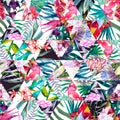 Tropical watercolor pattern Royalty Free Stock Photo