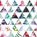 Tropical watercolor pattern Royalty Free Stock Photo