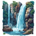 Tropical waterfall cascading into pool Royalty Free Stock Photo
