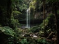 Tropical waterfall in the jungle of Bali island, Indonesia