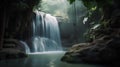 Tropical waterfall in the jungle, Thailand. Long exposure.