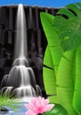 Tropical Waterfall Vertical Background