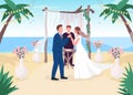 Tropical wedding ceremony flat color vector illustration Royalty Free Stock Photo