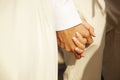 Tropical wedding. Couple holding hands. wedding day Royalty Free Stock Photo