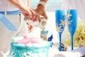 Tropical wedding. Sand ceremony. Wedding in a nautical style