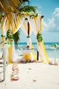 Tropical wedding. Sand ceremony. Wedding in a nautical style