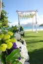 Tropical Wedding sea /beach / ocean with bouquet Royalty Free Stock Photo